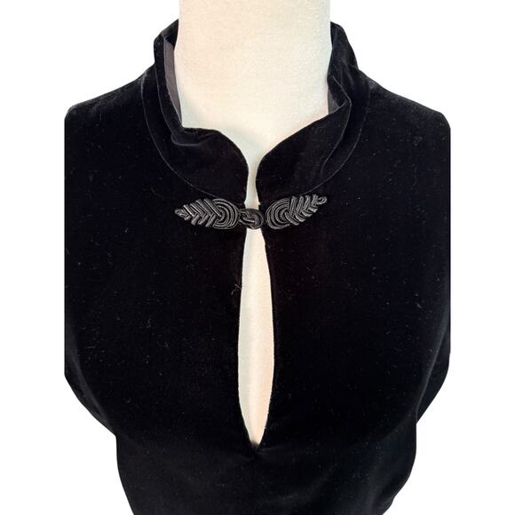 Yves Cossette DEPECHE Mode Dress Women 14 Black Velvet Asian 90s Cocktail Event - Picture 3 of 12